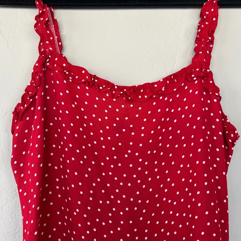 Reformation Eletta Ditty Mini Dress Red And White Polka Dot Size 6 - Picture 4 of 8